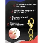 Кольцо для ключей и брелоков с цепочкой и карабином 1 шт золото