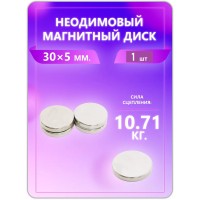 Неодимовый магнит - диск 30х5 мм, 1 шт Неодимовый магнит - диск 30х5 мм, 1 шт