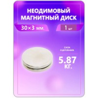 Неодимовый магнит - диск 30х3 мм, 1 шт Неодимовый магнит - диск 30х3 мм, 1 шт