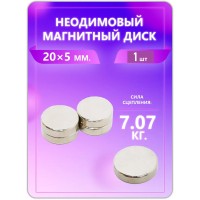 Неодимовый магнит - диск 20х5 мм, 1 шт Неодимовый магнит - диск 20х5 мм, 1 шт