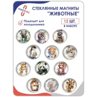 Стеклянные магниты на холодильник 3D Зверюшки