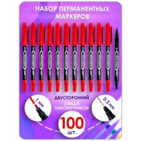 Маркер перманентный универсальный красный 100 шт. Маркер перманентный универсальный красный 100 шт.